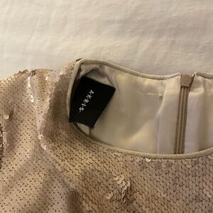 AKRIS sequined long sleeve dress. Size 10. Champagne color.